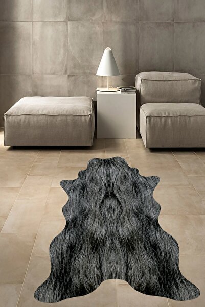 Resmiro Siyah Post Desenli Dijital Baskılı Halı