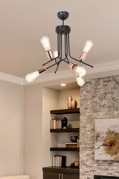 Gloria Vertu 6-Piece Chandelier Black