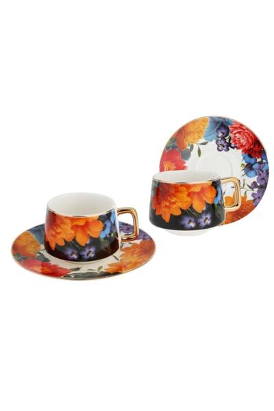 Lucky Art Ba-hem Gardenia 6lı Bone Kahve Fincan Seti