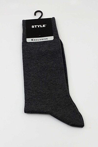 Style Erkek Gri Soket Çorap Düz Exclusive 12 Adet
