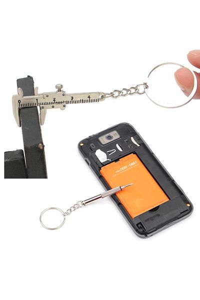 Depolife Keychain Caliper Watchmaker Screwdriver Set Mini Star Flat Precision Watchmaker Miniature Metal Caliper