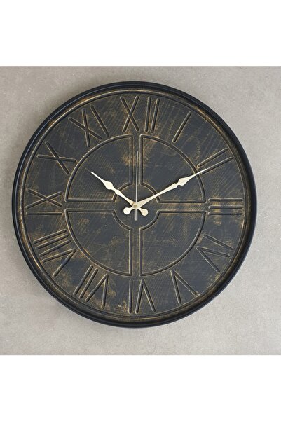 Markakanvas Siyah Metal Kasalı Siyah-altın Duvar Saati 50x50cm