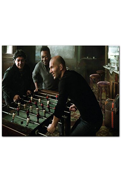 Cakatablo Ahşap Tablo Pele Maradona Zidane Langırt Oyunu (35x50 Cm Boyut)