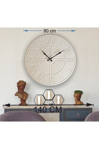 Markakanvas Gri Metal Kasalı Beyaz Duvar Saati 80x80cm