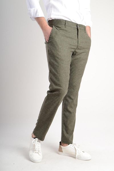 Luppo Club Ανδρικό παντελόνι Linen Slim Fit Green