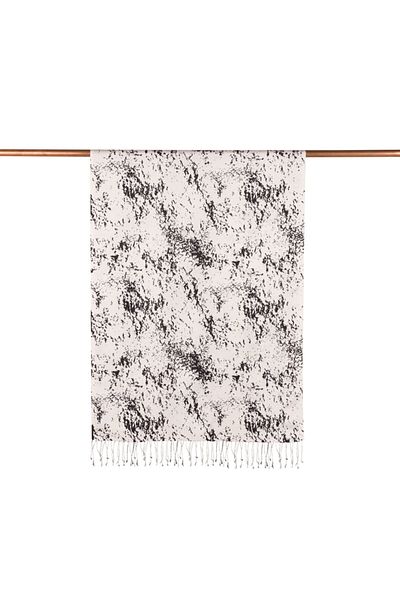 ipekevi White Black Marble Pattern Silk Shawl