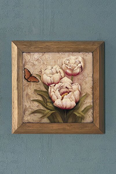 Oscar Stone Decor Blue Marin Desen Masif Çerçeveli Taş Tablo  28x28 cm