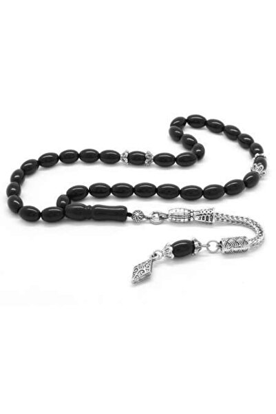 EbruHome Russian Oltu Rosary - Tarnish Resistant Metal, Tuğra Tassel, Barley Cut