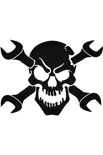 Universal Αυτοκόλλητο 20 εκ. Skull Wrench 48 - Αυτοκόλλητο αυτοκινήτου, αυτοκινήτου, σχεδίασης, τοίχου