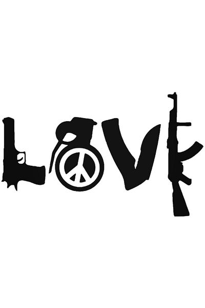 Universal Love War Peace Gun Rifle Grenade Αυτοκόλλητο Αυτοκόλλητο Αυτοκόλλητο Τοίχου Αυτοκινήτου 20cm