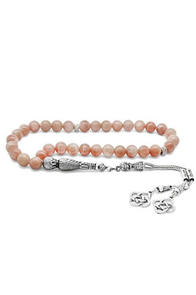 EbruHome مسبحة من الحجر الطبيعي المقاوم للتشويه مصنوعة من حجر القمر ومزينة بش...