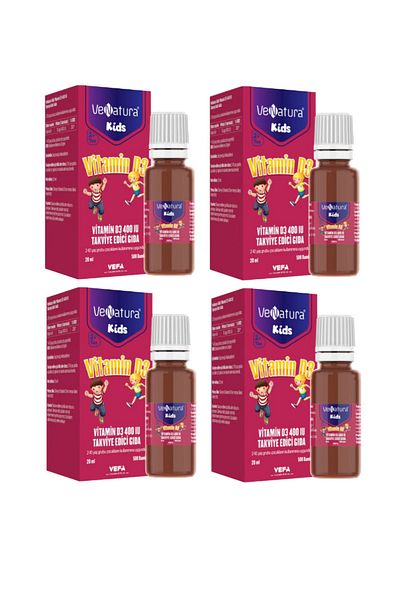 VeNatura Vitamin D3 400 Iu 20 ml Drops for Children X4 Pieces