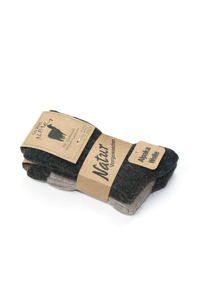 Go With 2 Pairs Children's Socks Winter Natural Alpaca Wool Beige Brown Soft Wool