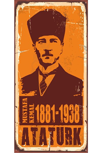 Hayat Poster Mustafa Kemal Atatürk Mini Retro Ahşap Poster