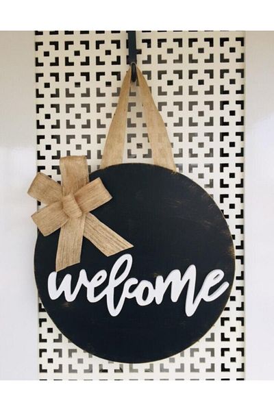 HOBİ55 Ξύλινο Στολίδι Πόρτας Welcome Διακοσμητικό