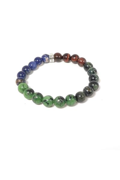 TAŞ RÜYASI Anyolite Sodalite Kanbaba Jespar Tiger Eye Elastic Bracelet 8 Mm (...