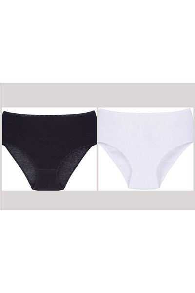 CNT 2-Piece Rib High Waist Black and White Women's Panties