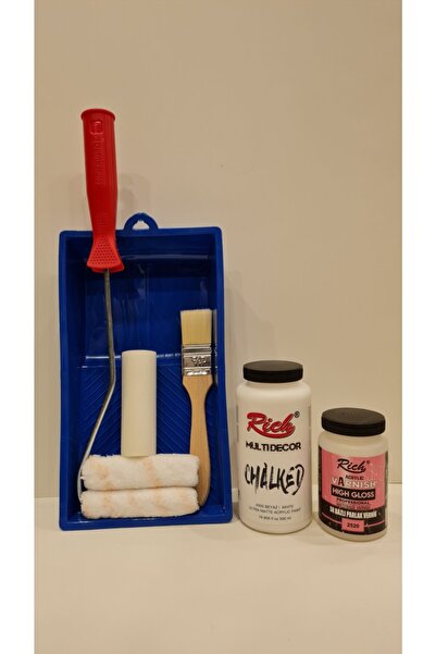 Rich Multi Decor Chalked Dolap Boyama Seti 500 Cc Beyaz ( 750gr) -( 250 Cc Pa...
