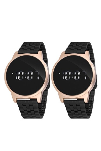 İSTLİV Çift Saat -Sevgili Saatleri -Metal Kordon Dokunmatik Led Kol Saatleri