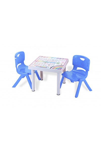 Sağlam Plastik Mandella Rubi Türkçe Desenli Çocuk Masası 2 Adet Nova Orta Çoc...
