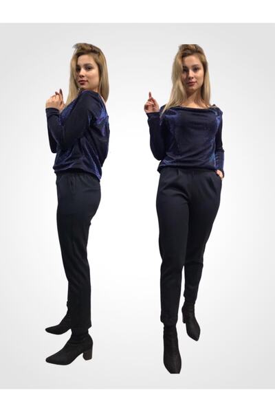 PARK İSTANBUL64 Dámské námořnické modré látkové kalhoty