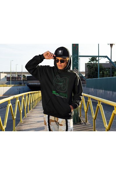 Raf Coll Φούτερ Unisex Μαύρη κουκούλα με ψηφιακή εκτύπωση