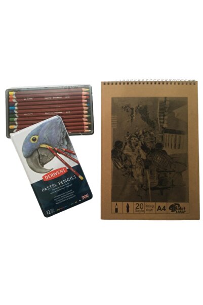 Derwent Pastel Pen 12+300 Gr A4 Kraft Notebook