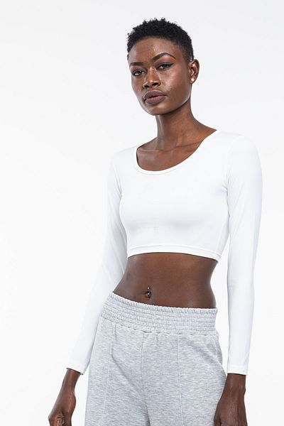 The Base Ecru Scuba Fabric - Γυναικείο Crop Sports Bustier
