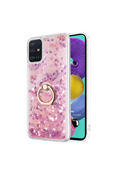 Microsonic Samsung Galaxy A51 Kılıf Glitter Liquid Holder Pembe