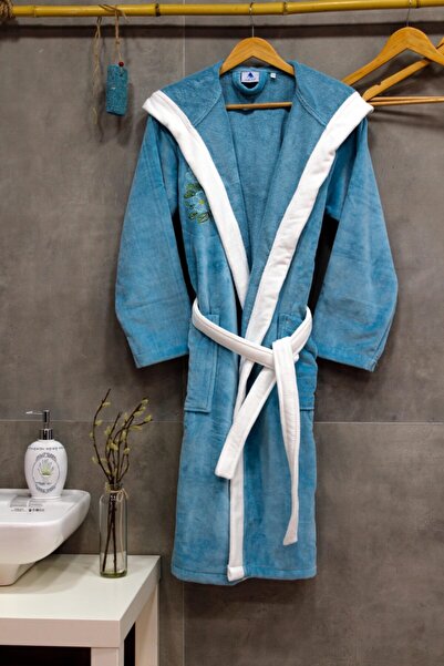 Çeştepe Nominee 100% Cotton Embroidered Velvet Bathrobe