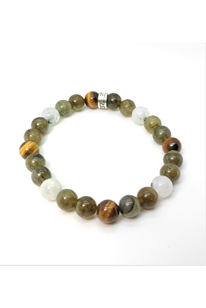 TAŞ RÜYASI Labradorite Tiger Eye Moonstone Bracelet 8mm (18 Cm)
