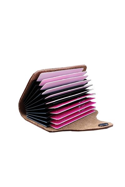 Kemer Dünyası Unisex 10 Compartment New Small Mold Tan Credit Card Holder - Wallet