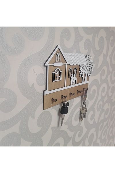 DOĞAN LİFE Wooden Door Back House Keychain