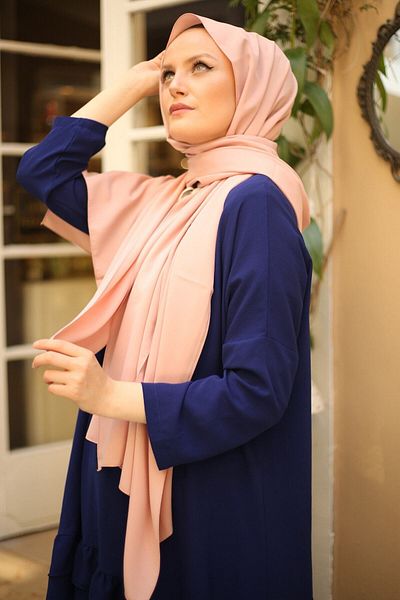 Stella شال حرير المدينة المنورة 75x200 سم سلمون فاتح