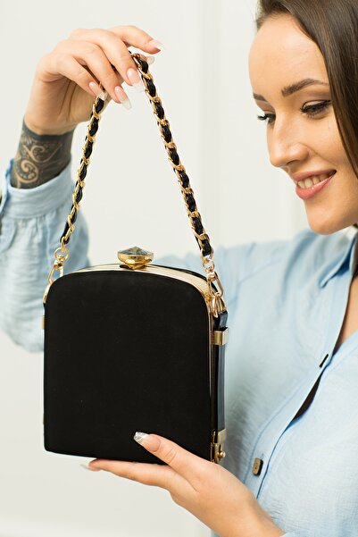 weem bag Kadın Siyah Örgü Saplı Abiye Çanta
