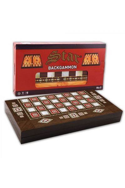 Star Oyun Medium Size Star Polyester Mother of Pearl Backgammon - Anti-Scratch and Anti-Fraying Floor