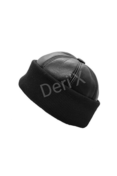 Deri'x Hakiki Deri Içi Kürklü Şapka