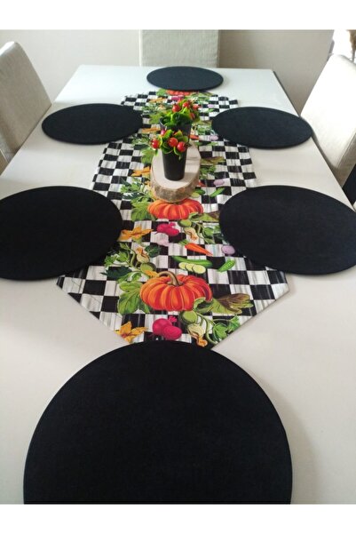 Ayşemce Шахматна дъска Makkenzie Pumpkin Pattern Tassel Runner 6 Black Supla ...