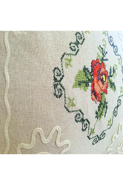 Yavuz Tekstil Cross Stitch Embroidered 2-Piece Throw Pillow Cover Rose Bunch-baby Nipple Color 100% Cotton