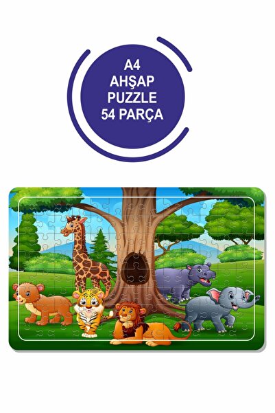 Baskı Atölyesi Sevimli Hayvanlar A4 54 Parça Puzzle, Oyuncak, Yapboz