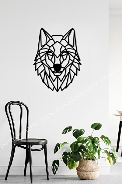 HTS TASARIM Geometrik Kurt Duvar Tablosu 52x62cm - Ahşap Dekoratif Modern Duv...