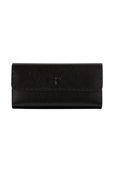 Garbalia Black Women's Money Portfolio with Genuine Leather Phone Compartment 19cmx10cm