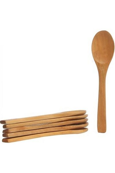 bimbambom Bamboo Wooden Spoon Set of 6, Sugar Bowl Spice Spoon, Honey Spoon