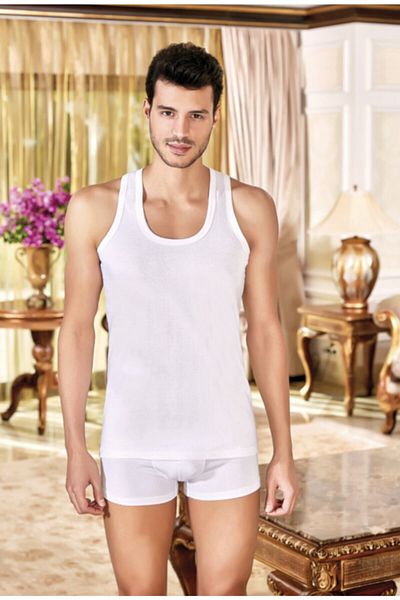 Berrak Men's White 6-Pack 100% Cotton Classic Combed Cotton Undershirt Elf568ber1004ccm6