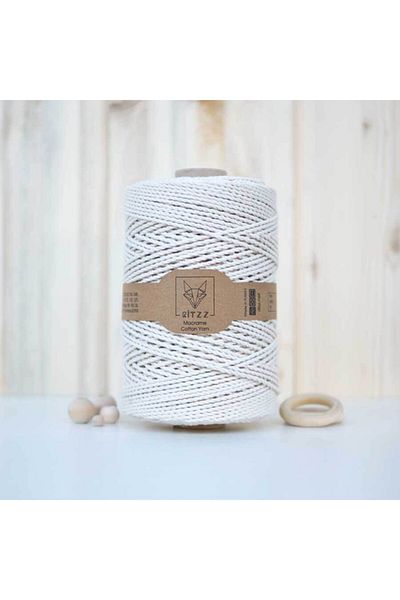 Ritzz 3mm // 2 Twist // 500 Gr // Βαμβακερό σχοινί // Εκρού