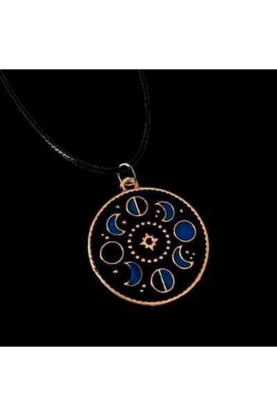 AlpCollection Phosphorescent Neon Glow in the Dark Moon Phases Zodiac Sign Metal Necklace