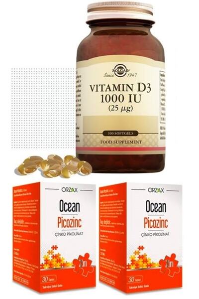 Solgar كبسولة فيتامين د3 100 كبسولة هلامية - بيكوزنج تحتوي على الزنك 30 كبسول...