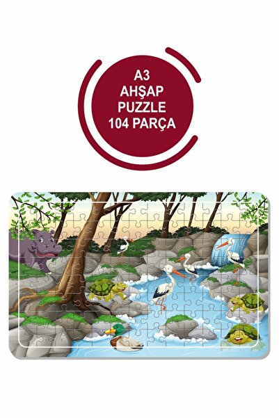 Baskı Atölyesi Sevimli Hayvanlar A3 104 Parça Puzzle, Oyuncak, Yapboz