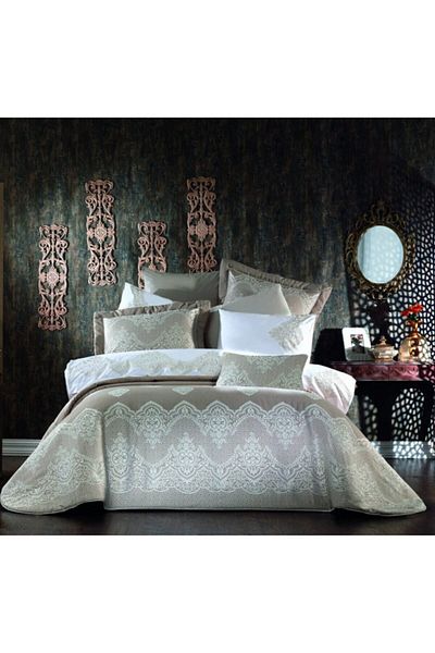 Vinaldi Burçak Beige Bedspread Set 10 Pieces