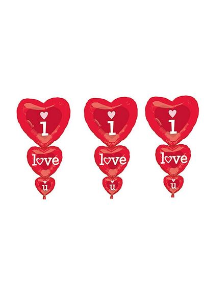 Happyland Valentine's Day 3 Layer Heart I Love You Foil Balloon 3 Pieces